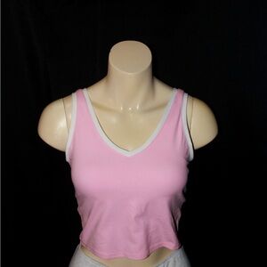 Pink and white cropped tank top
